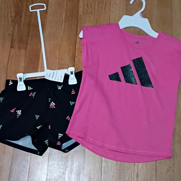 adidas Other - Adidas Girls Size 6 Youth 6y Pink Outfit with Colorful Accents Nwt New With Tags